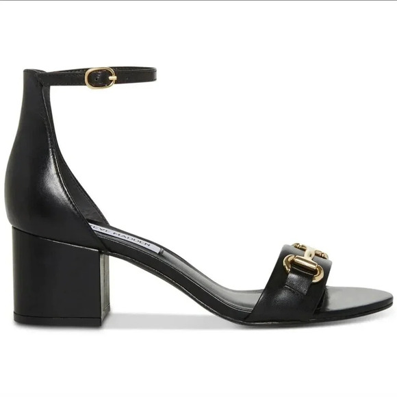 STEVE MADDEN Black Leather Size 11 Irenee Sandal with Bit Detail - Picture 12 of 13